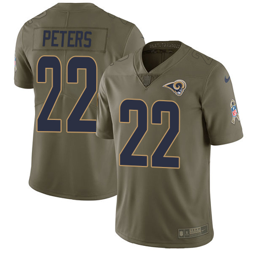 Nike Rams #22 Marcus Peters Olive Men's Stitched NFL Limited Salute To Service Jersey